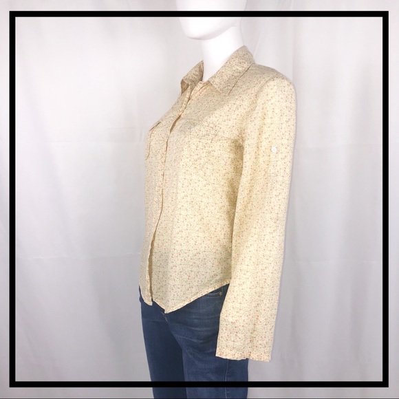 GAP Pastel Yellow, Floral Button Down Size Small - Picture 5 of 5